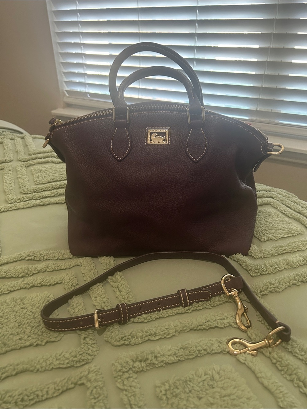 Dooney & Bourne Leather Satchel Handbag - eggplant purple